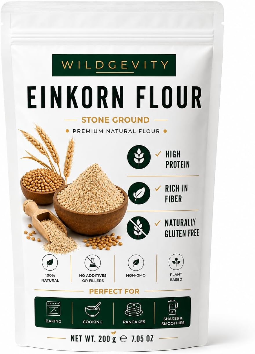 Einkorn Flour 200g | Stone Ground | High Protein | Ancient Grain | Made from carefully selected einkorn wheat with a fine texture, perfect for baking, cooking and everyday recipes.