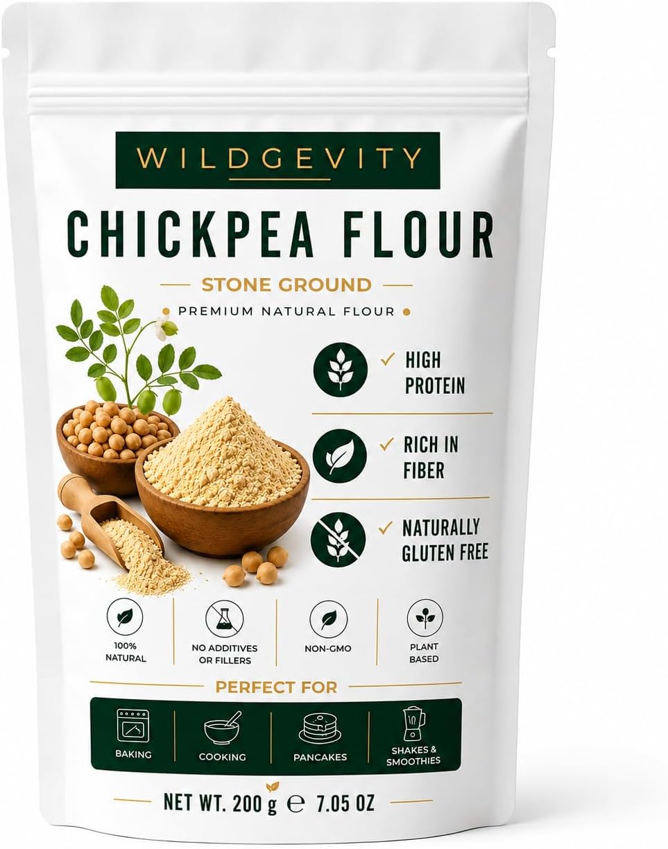 Chickpea Flour 200g | Stone Ground | High Protein | High Fibre | Made from carefully selected chickpeas with a fine texture, perfect for baking, cooking and everyday recipes.