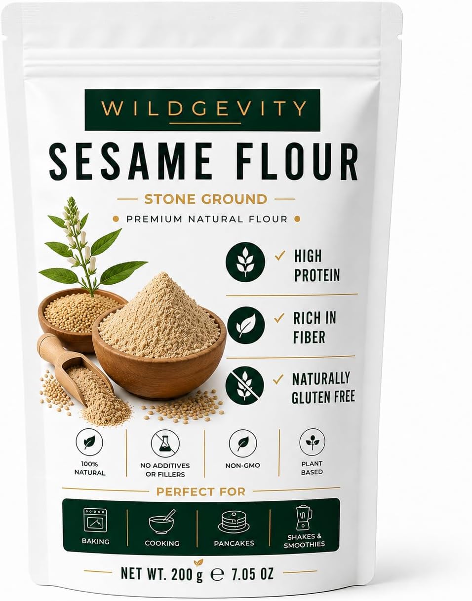 Sesame Flour 200g | Stone Ground | High Protein | High Fibre | Made from carefully selected sesame seeds with a fine texture, perfect for baking, cooking and everyday recipes.