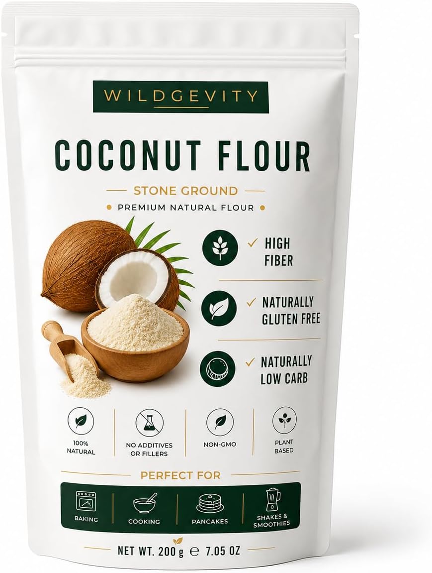 Coconut Flour 200g | Stone Ground | High Fibre | Gluten Free | Made from carefully selected coconuts with a fine texture, perfect for baking, cooking and everyday recipes.