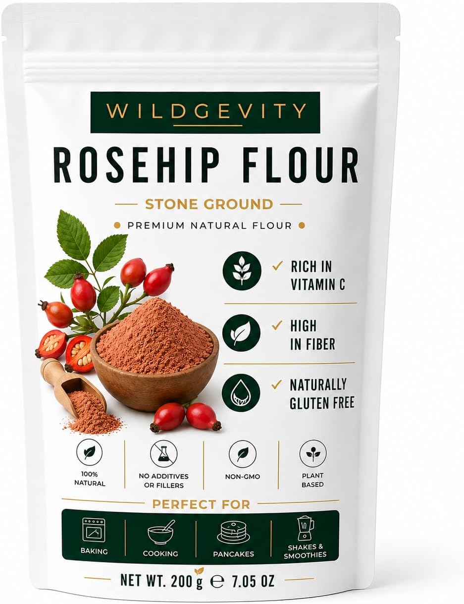 Rose Hips Flour 200g | Stone Ground | High Fibre | Vitamin C Source | Made from carefully selected rose hips with a fine texture, perfect for baking, smoothies and everyday recipes.