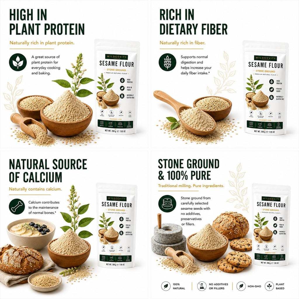 Sesame Flour 200g | Stone Ground | High Protein | High Fibre | Made from carefully selected sesame seeds with a fine texture, perfect for baking, cooking and everyday recipes.