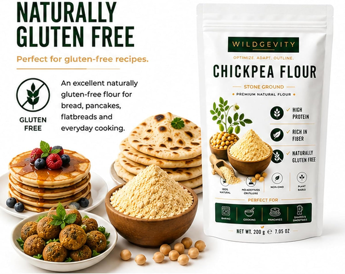 Chickpea Flour 200g | Stone Ground | High Protein | High Fibre | Made from carefully selected chickpeas with a fine texture, perfect for baking, cooking and everyday recipes.
