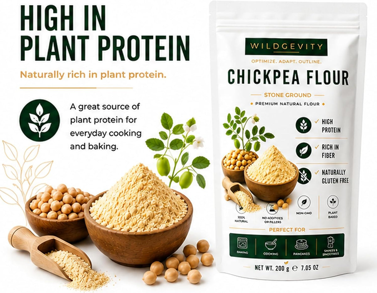 Chickpea Flour 200g | Stone Ground | High Protein | High Fibre | Made from carefully selected chickpeas with a fine texture, perfect for baking, cooking and everyday recipes.
