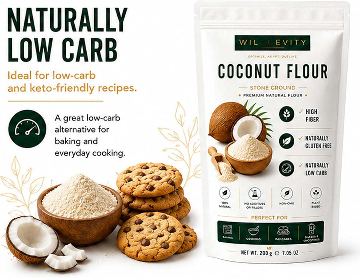 Coconut Flour 200g | Stone Ground | High Fibre | Gluten Free | Made from carefully selected coconuts with a fine texture, perfect for baking, cooking and everyday recipes.