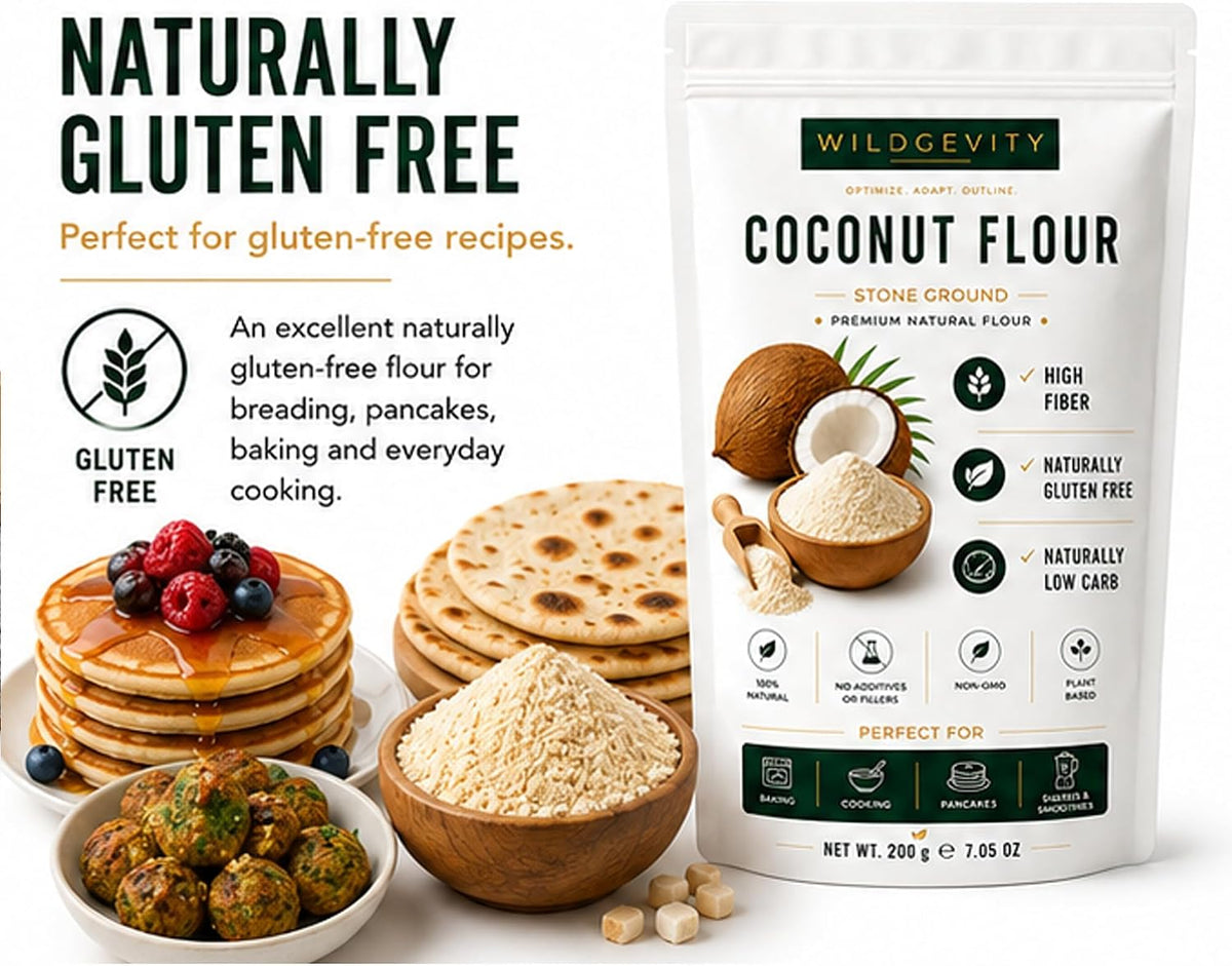 Coconut Flour 200g | Stone Ground | High Fibre | Gluten Free | Made from carefully selected coconuts with a fine texture, perfect for baking, cooking and everyday recipes.