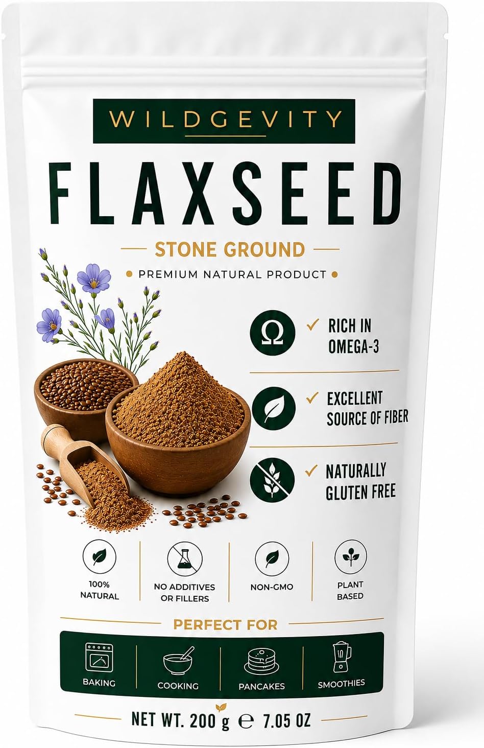 Flaxseed Flour 200g | Stone Ground | High Fibre | Omega-3 Source | Made from carefully selected einkorn wheat with a fine texture, perfect for baking, cooking and everyday recipes.