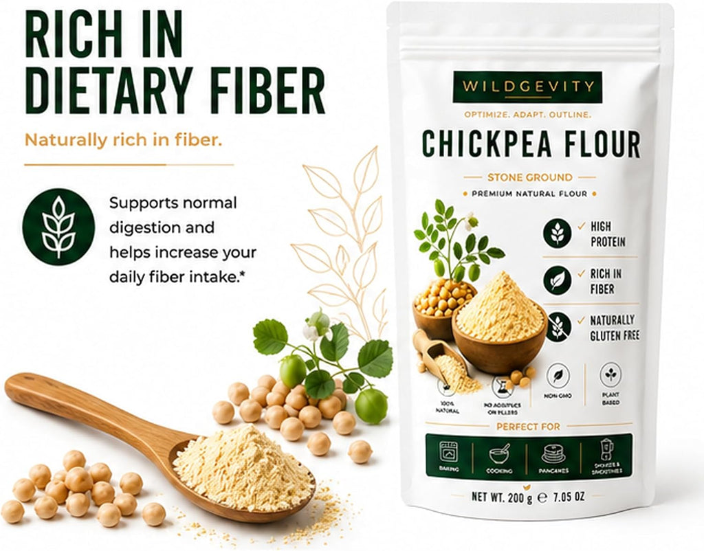 Chickpea Flour 200g | Stone Ground | High Protein | High Fibre | Made from carefully selected chickpeas with a fine texture, perfect for baking, cooking and everyday recipes.