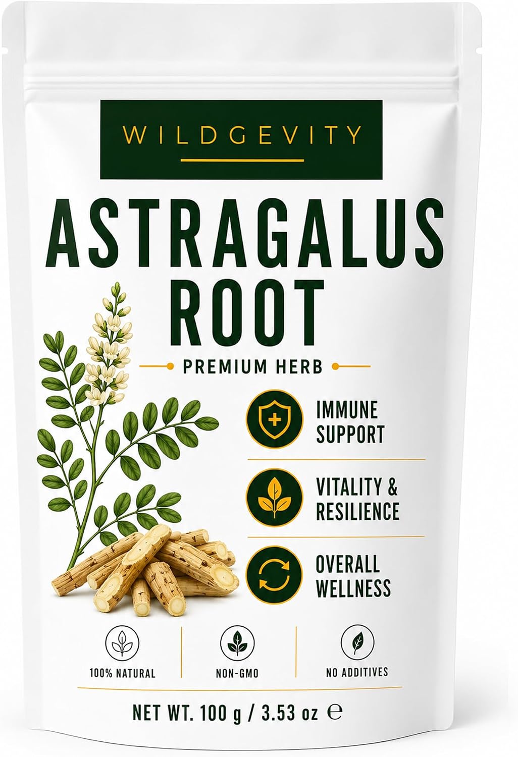 Astragalus Root Chopped Root for Herbal Tea and Decoctions, Vegan, 100g | Traditionally used to support natural vitality and immune health.