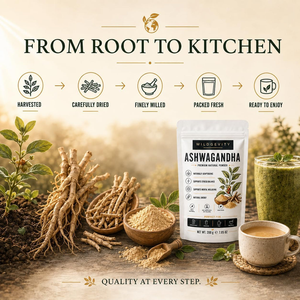 Ashwagandha Root Flour 200g | 100% Pure | Finely Ground | 100% pure finely ground ashwagandha root flour. No additives or fillers. Ideal for smoothies, tea and recipes.