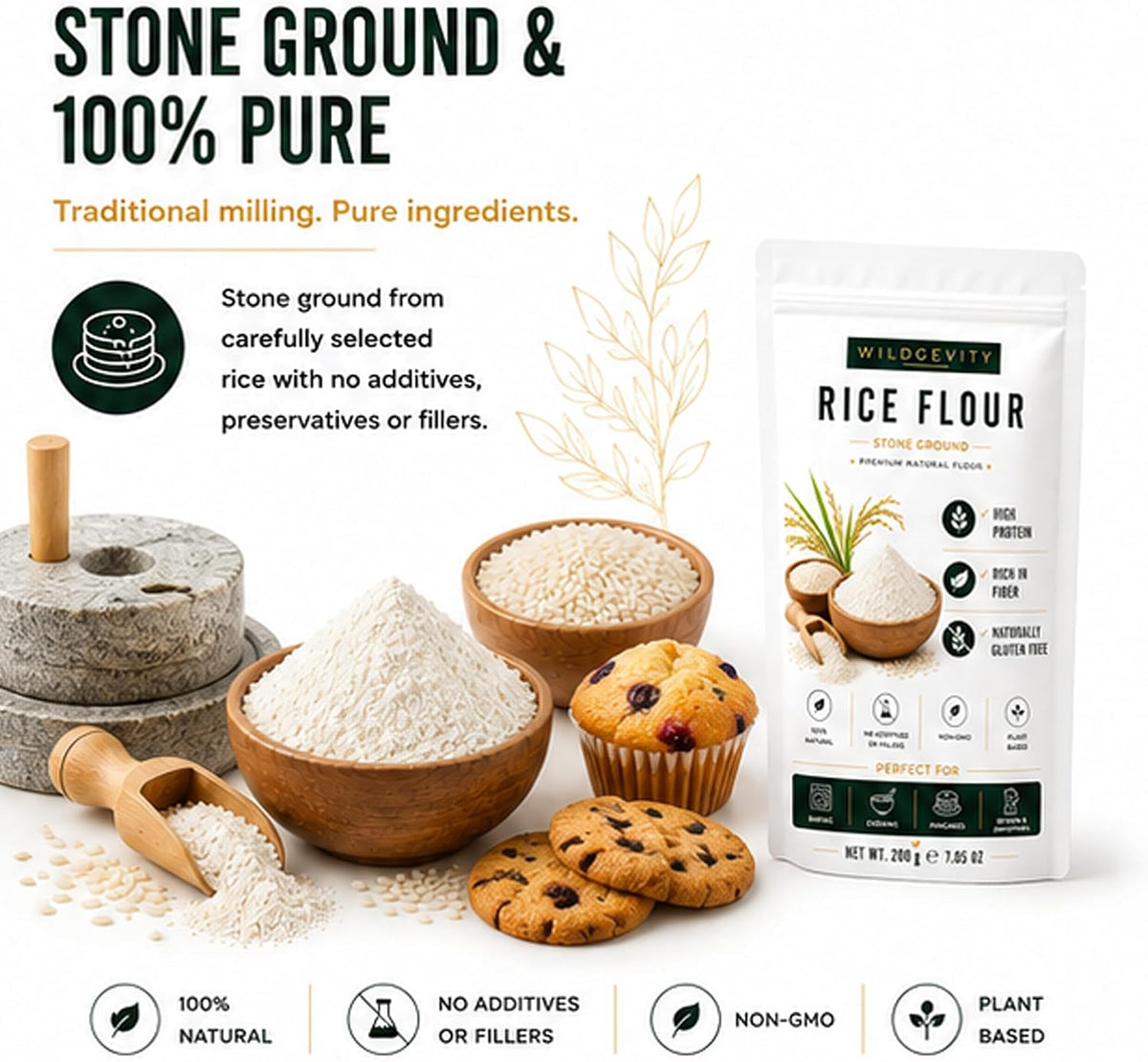Rice Flour 200g | Stone Ground | Naturally Gluten Free | Fine Texture | Made from carefully selected rice with a smooth, fine texture, perfect for baking, cooking and everyday recipes.