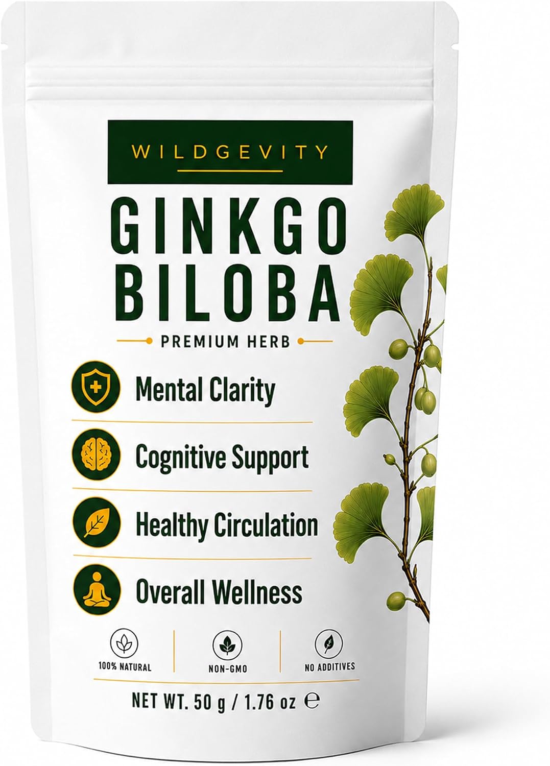 Ginkgo Biloba Loose Leaves Herbal Tea, Vegan, 50g | Traditionally used to support memory, focus and normal circulation.