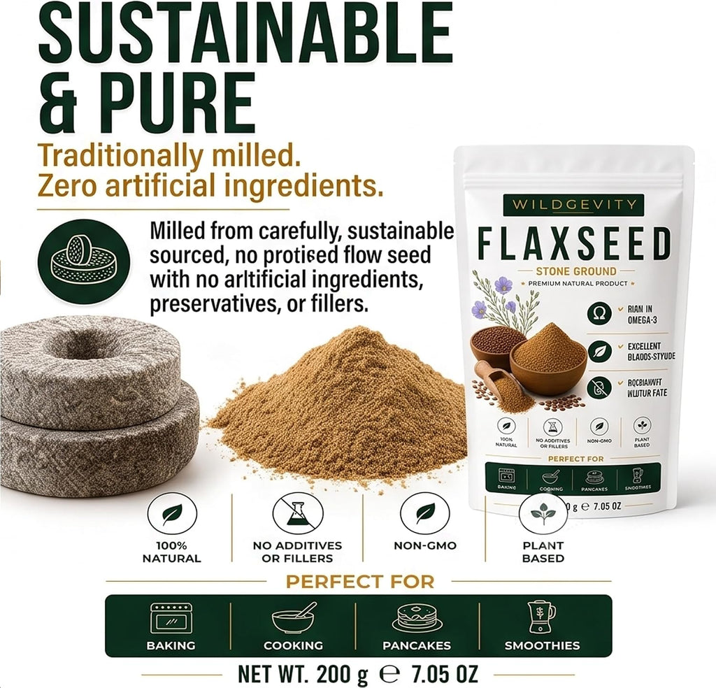 Flaxseed Flour 200g | Stone Ground | High Fibre | Omega-3 Source | Made from carefully selected einkorn wheat with a fine texture, perfect for baking, cooking and everyday recipes.