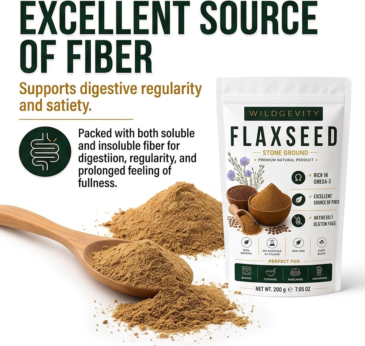 Flaxseed Flour 200g | Stone Ground | High Fibre | Omega-3 Source | Made from carefully selected einkorn wheat with a fine texture, perfect for baking, cooking and everyday recipes.
