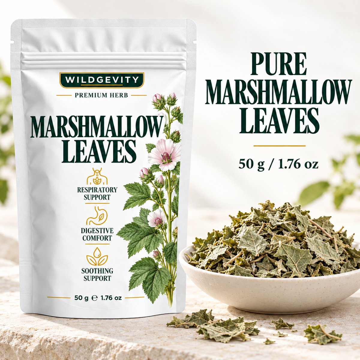 WILDGEVITY Marshmallow Leaves loose herbal tea, 50 g pouch